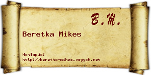 Beretka Mikes névjegykártya